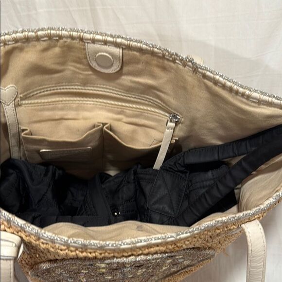 Brighton Embellished Tan Woven Tote Bag - Picture 7 of 10